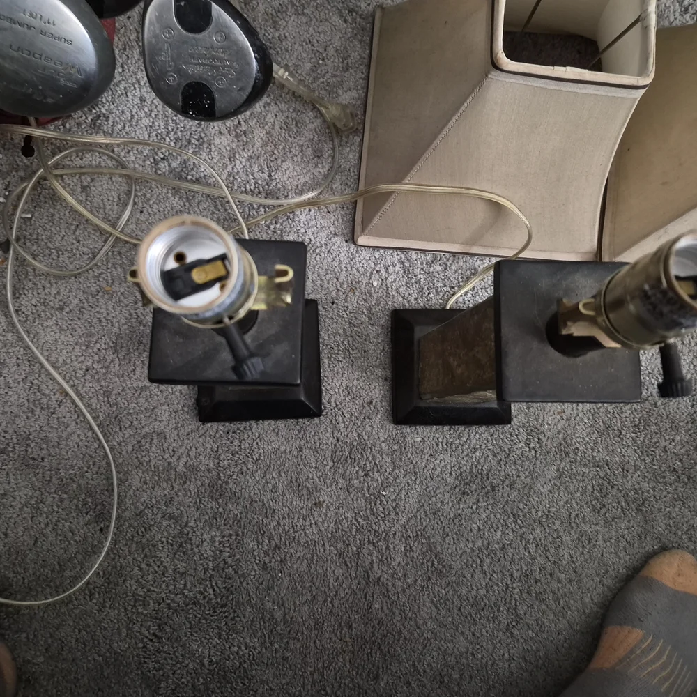 Stone and Black Table Lamps